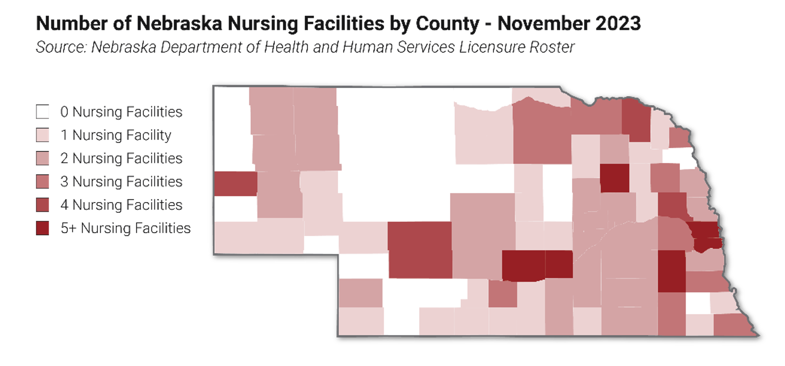 Nebraska nursing facilities map.